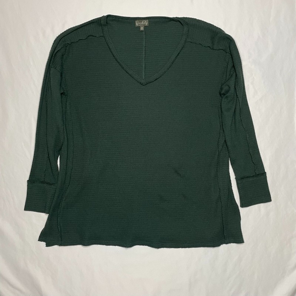 Wonderly Sweater Womens XL Thermal Waffle Knit Normcore Layering Comfy